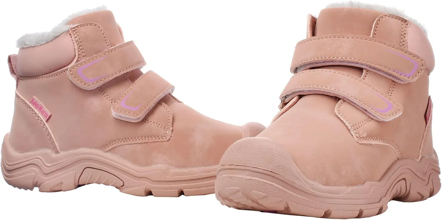 Kids Girls Boys Winter Snow Boots Fur Lined Warm Ankle Boots Non Slip Outdoor Hiking Trekking Shoes