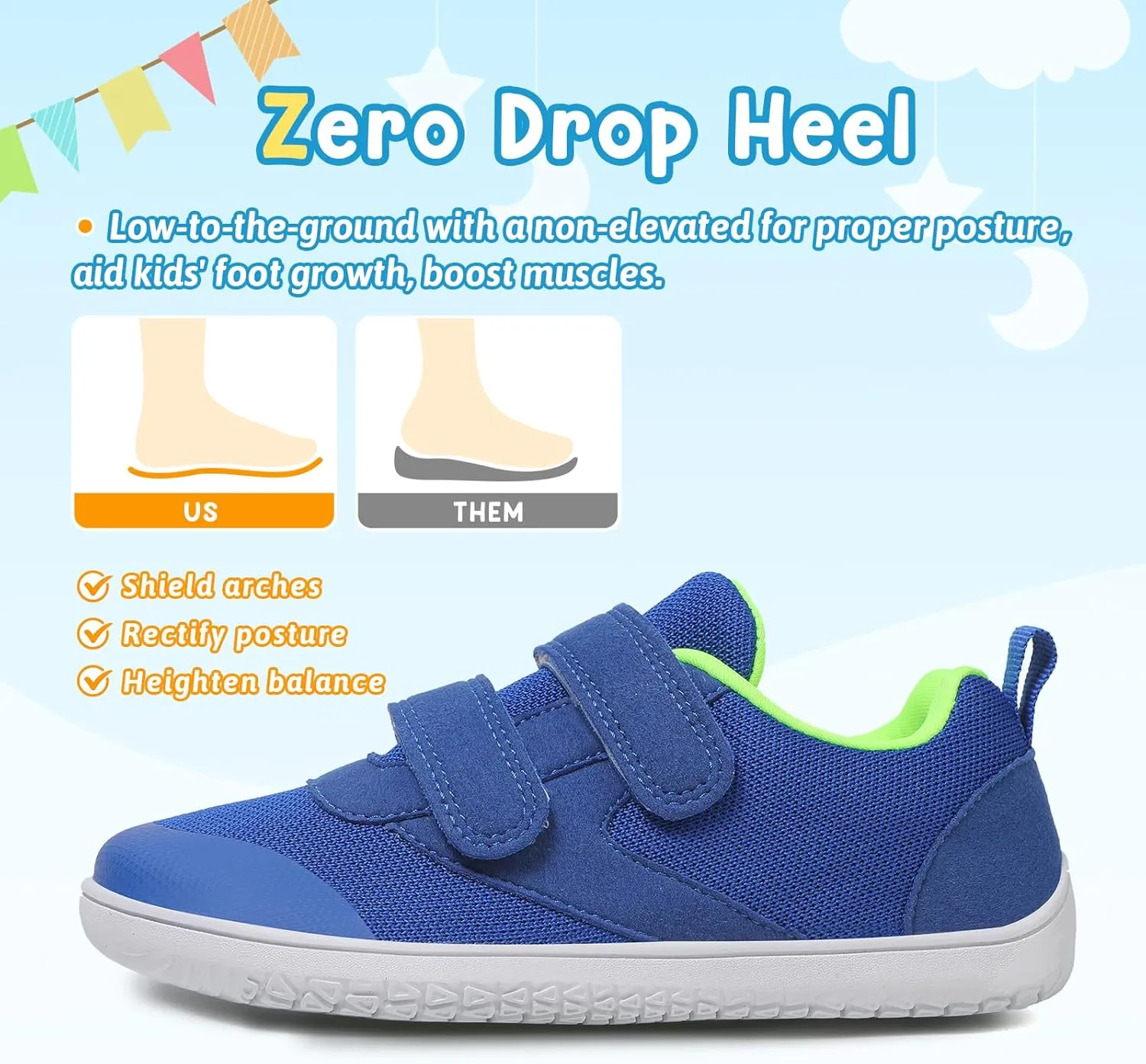 Kids Slip On Barefoot Toddler Boys/Girls Wide Toe Box Sneakers Zero Drop Minimalist Outdoor Activities Walking Running Shoes