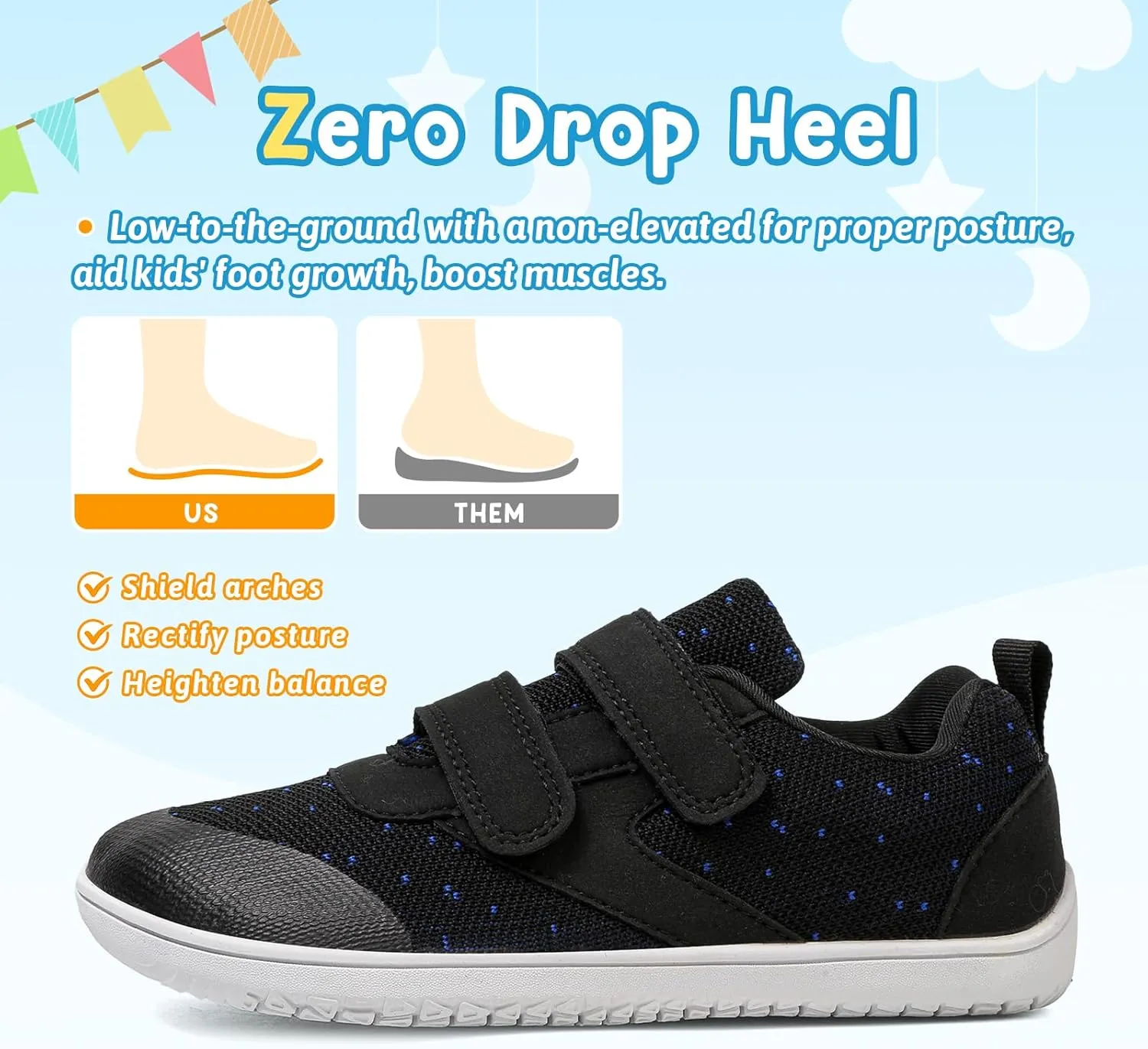Kids Slip On Barefoot Toddler Boys/Girls Wide Toe Box Sneakers Zero Drop Minimalist Outdoor Activities Walking Running Shoes