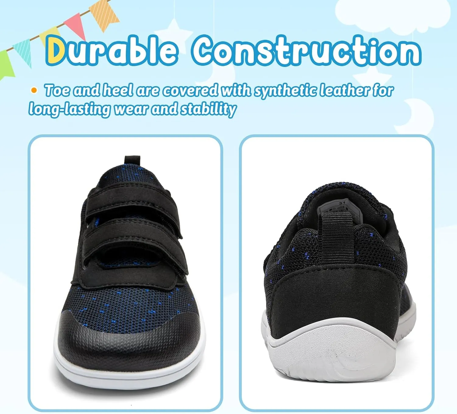 Kids Slip On Barefoot Toddler Boys/Girls Wide Toe Box Sneakers Zero Drop Minimalist Outdoor Activities Walking Running Shoes