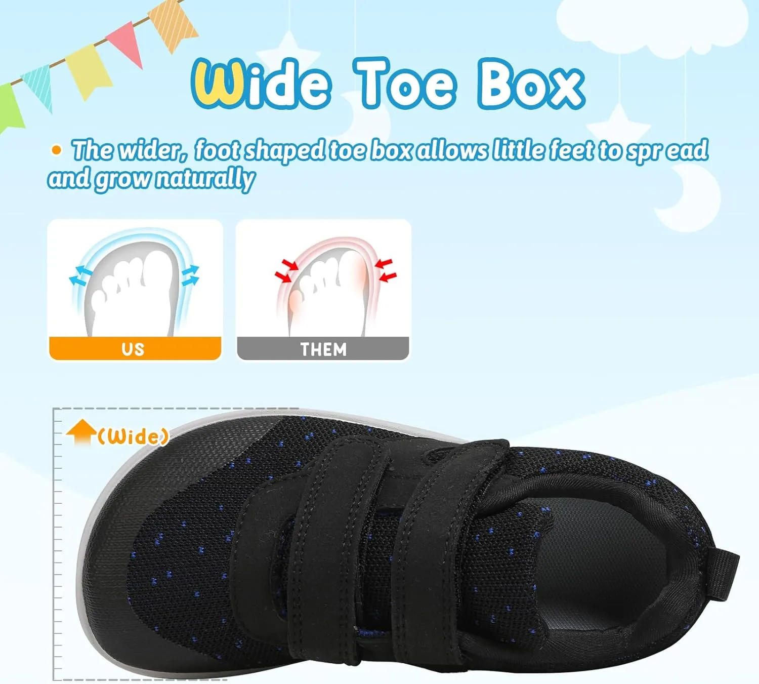 Kids Slip On Barefoot Toddler Boys/Girls Wide Toe Box Sneakers Zero Drop Minimalist Outdoor Activities Walking Running Shoes