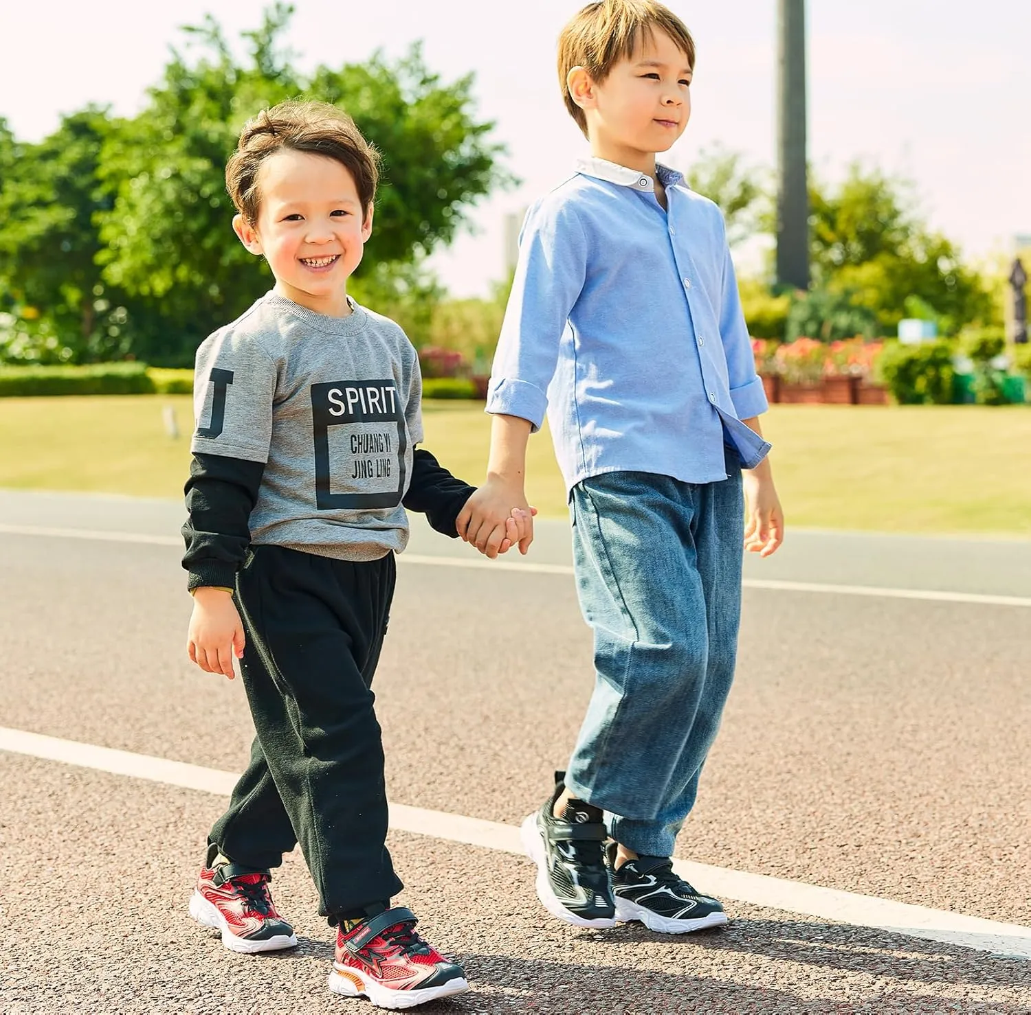 Kids Sneakers for Boys Girls Mesh Breathable Running Shoes Hook and Loop Lightweight Athletic Casual Shoes
