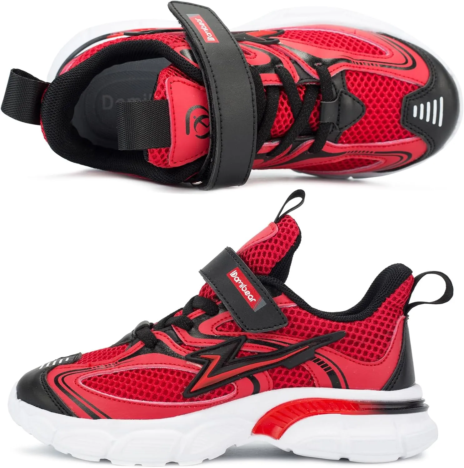 Kids Sneakers for Boys Girls Mesh Breathable Running Shoes Hook and Loop Lightweight Athletic Casual Shoes