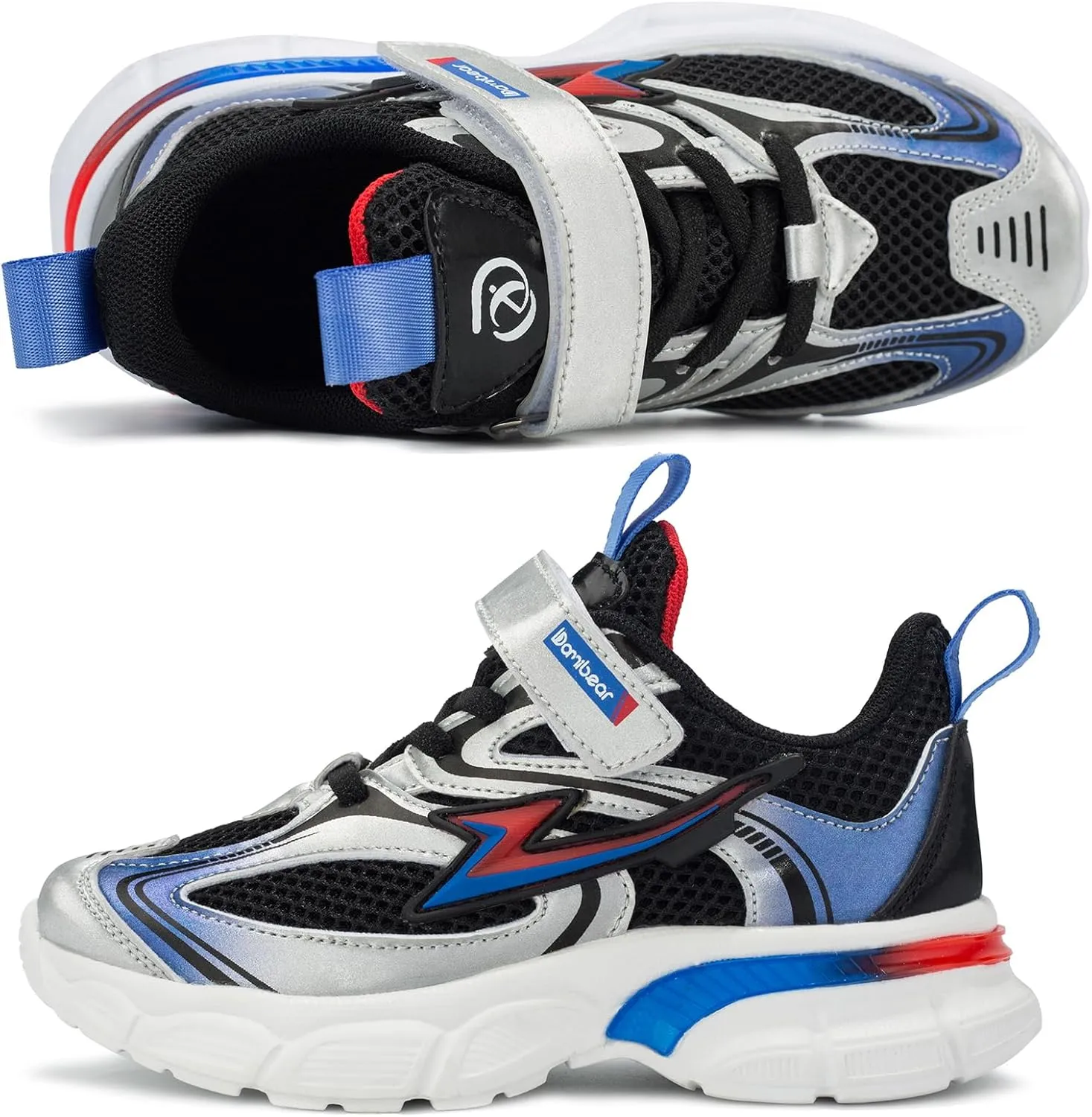 Kids Sneakers for Boys Girls Mesh Breathable Running Shoes Hook and Loop Lightweight Athletic Casual Shoes