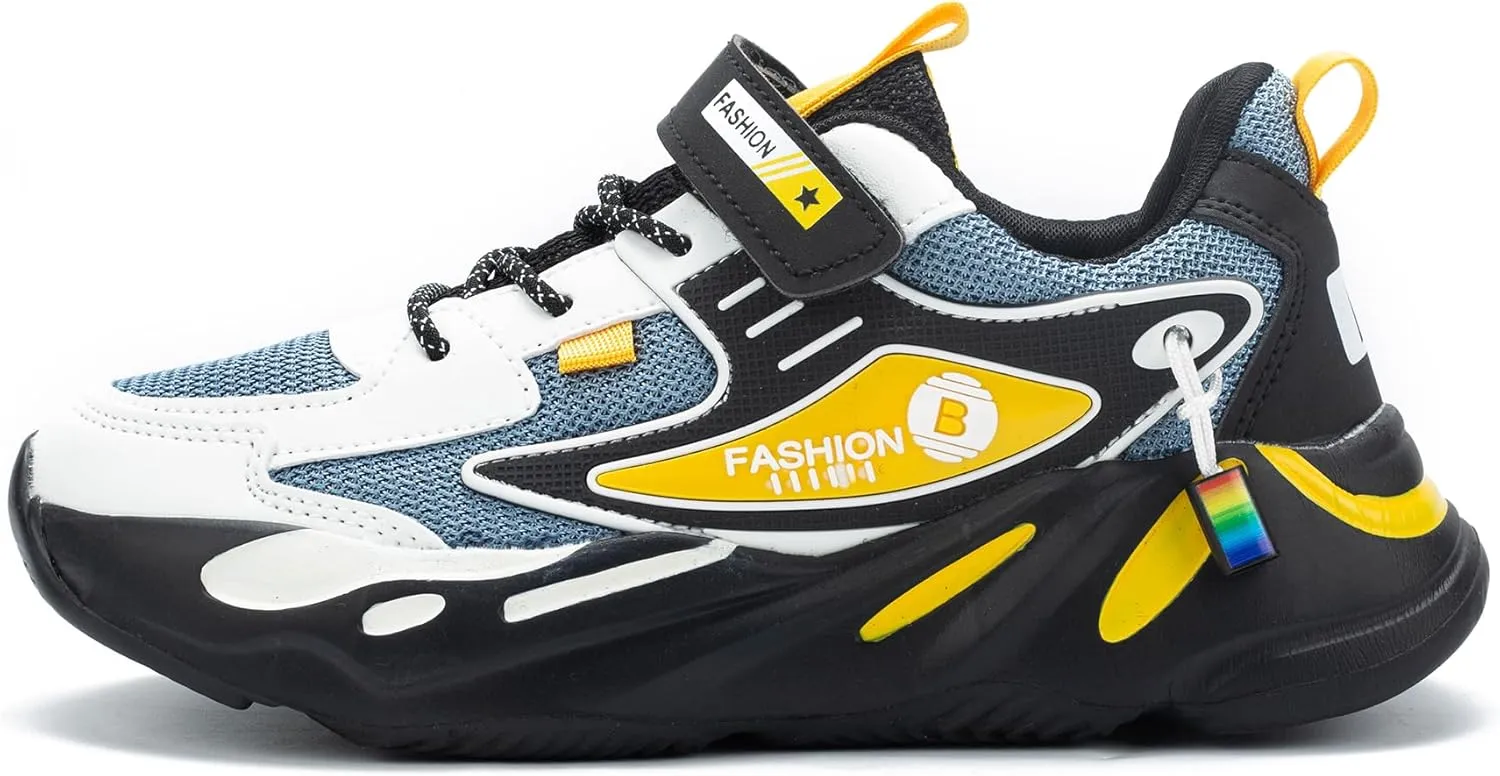 Kids Sneakers for Boys Girls Mesh Breathable Running Shoes Lightweight Hook and Loop Athletic Casual Shoes