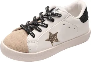 Kids Sparkle Star Sneakers Casual Sports Running Shoes for Girls Boys
