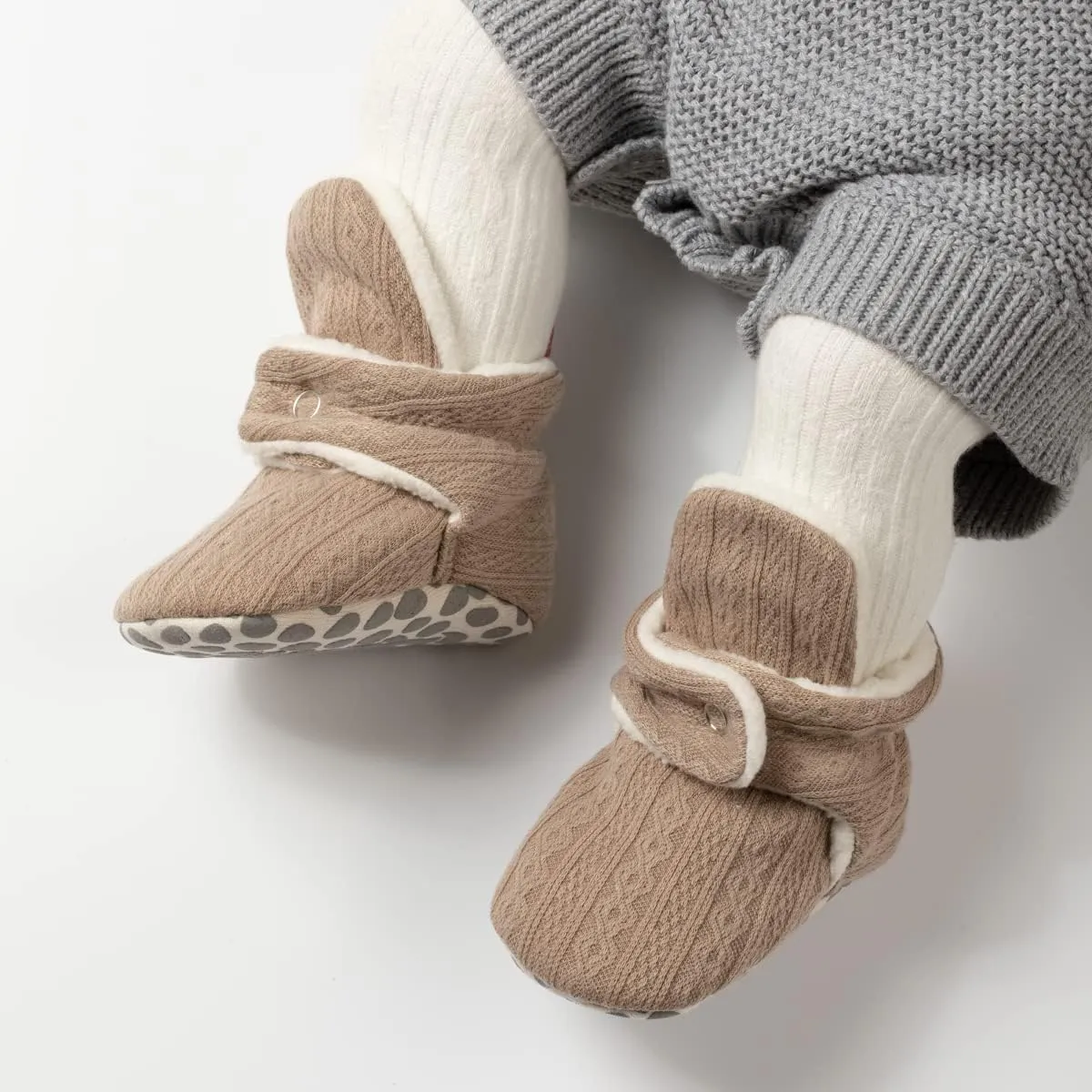 KIDSUN Infant Baby Boy Girl Cozy Fleece Bootie Newborn Stay On Slipper Winter Warm Gripper Non-Slip Crib Shoes