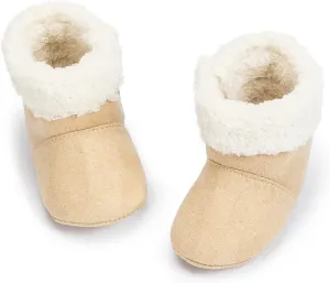 KIDSUN Infant Baby Boy Girl Cozy Fleece Bootie Newborn Stay On Slipper Winter Warm Gripper Non-Slip Crib Shoes