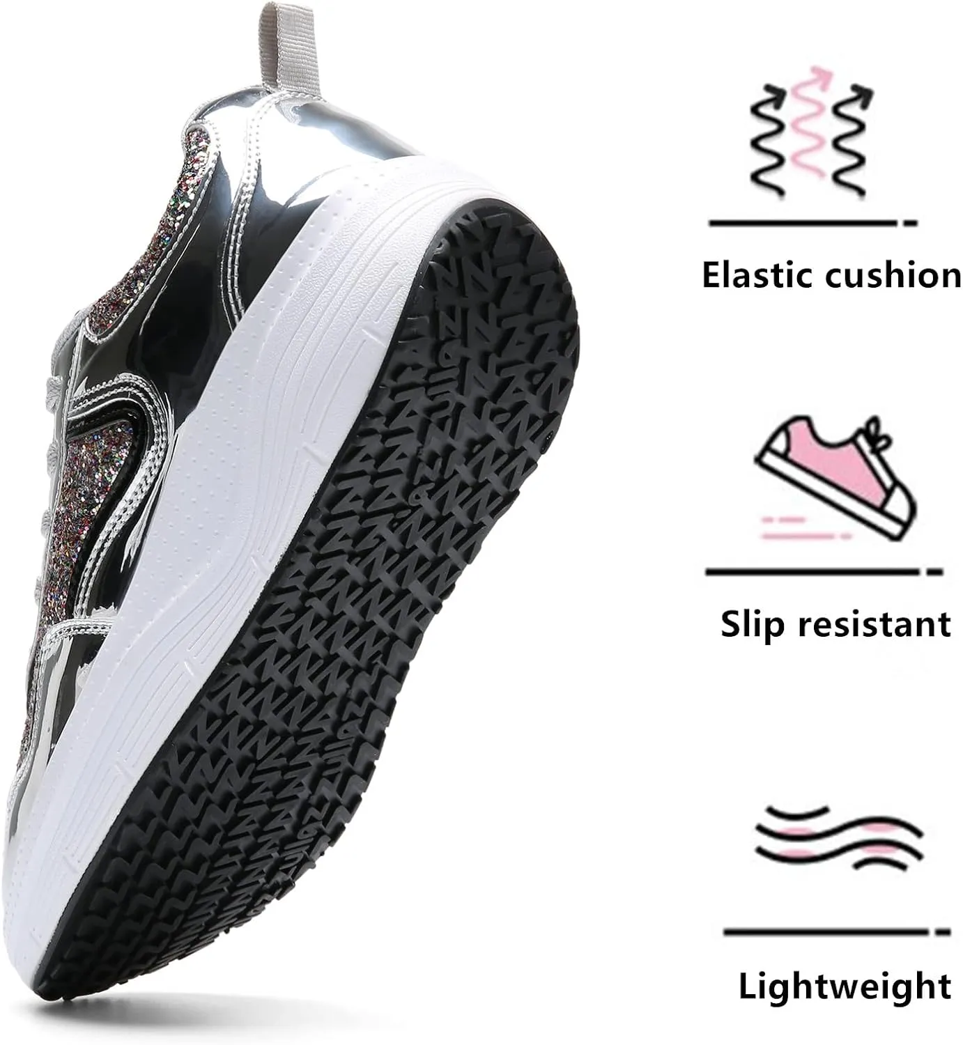 kkdom Women's Walking Shoes Breathable Mesh Comfort Lightweight Wedge Platform Sneakers