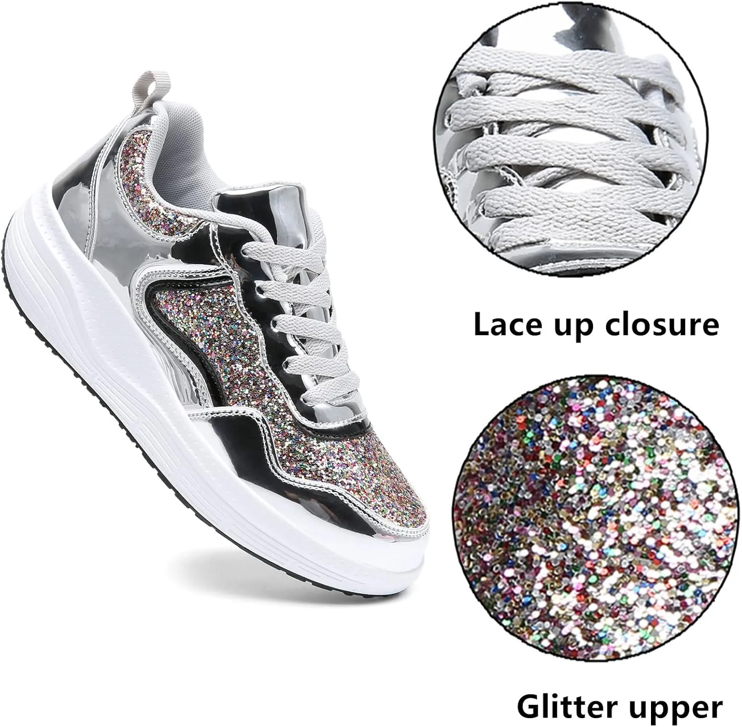kkdom Women's Walking Shoes Breathable Mesh Comfort Lightweight Wedge Platform Sneakers