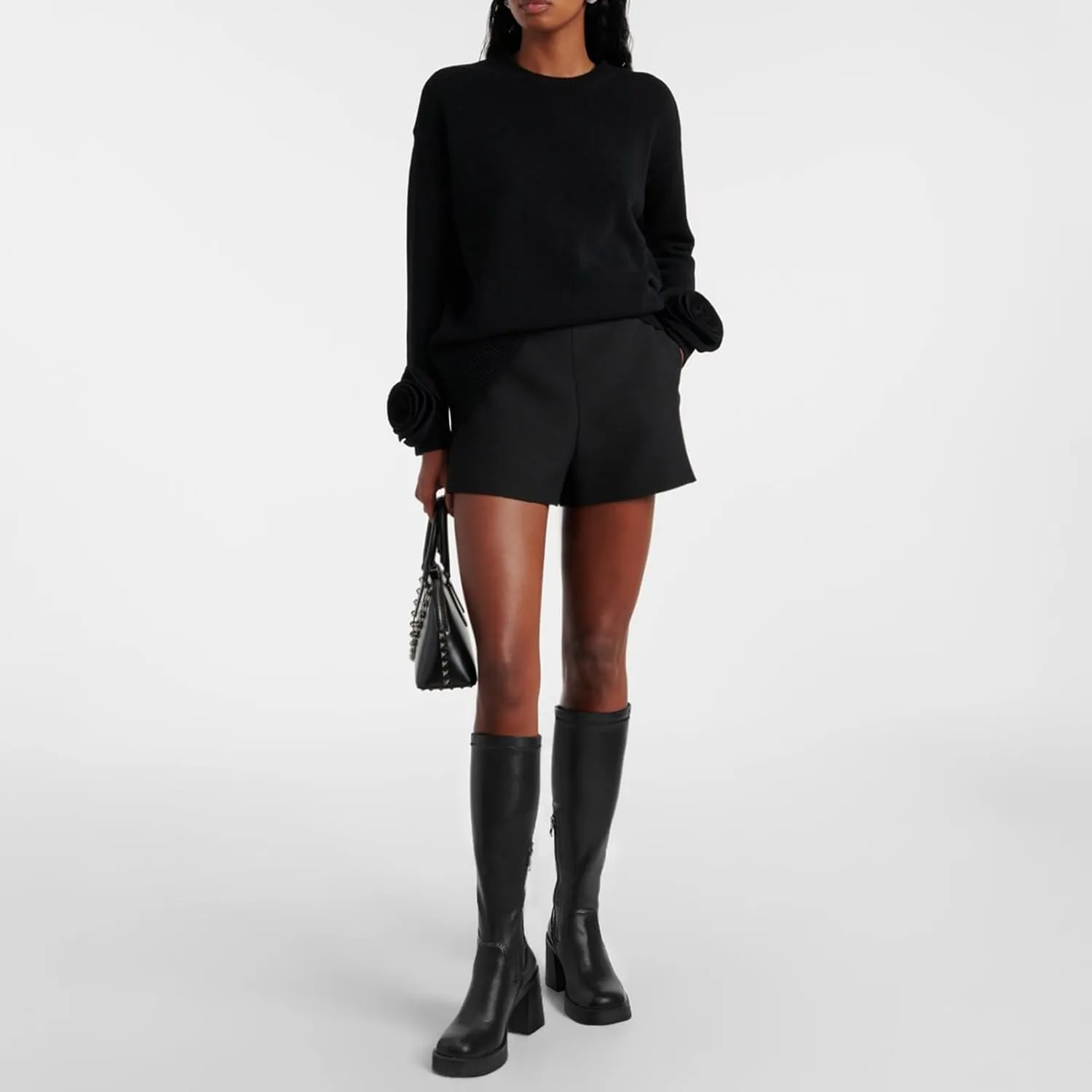 Knee High Boots for Women - Square Toe Platform Chunky Heel Tall Boots with Side Zipper, Stretchy Leather Fashion Gogo Boots