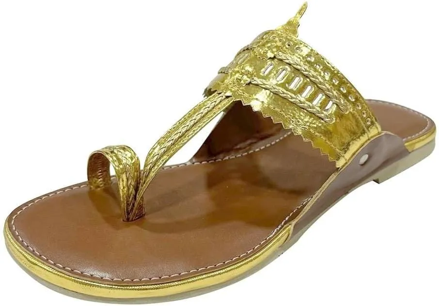 Kolhapuri Chappal For Women's Indian Flat Flip Flop Kolhapuri Sandals For Women Ethnic s Casual Mojaris