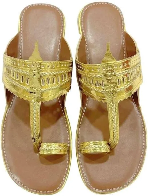 Kolhapuri Chappal For Women's Indian Flat Flip Flop Kolhapuri Sandals For Women Ethnic s Casual Mojaris
