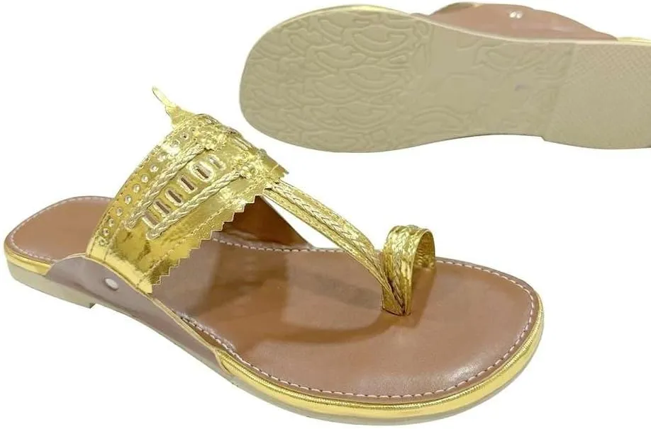 Kolhapuri Chappal For Women's Indian Flat Flip Flop Kolhapuri Sandals For Women Ethnic s Casual Mojaris