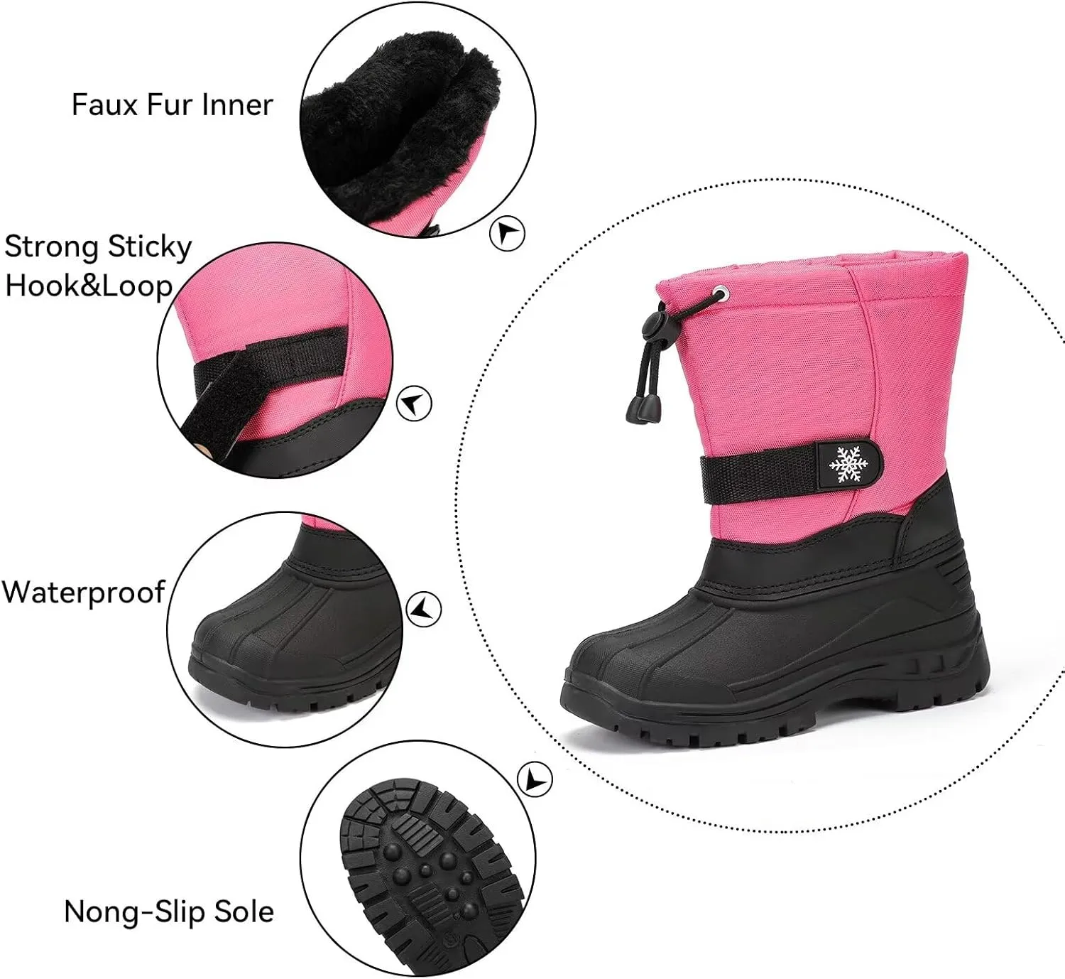 koppu Boys Girls Snow Boots Kids' Waterproof Snow Boots for Winter Slip Resistant Cold Weather Shoes