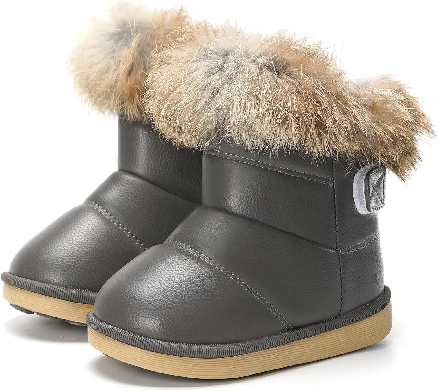 KVbabby Toddler boots Kids Snow Boots Girl's Warm Winter Boots Waterproof Boot PU Leather Non-slip