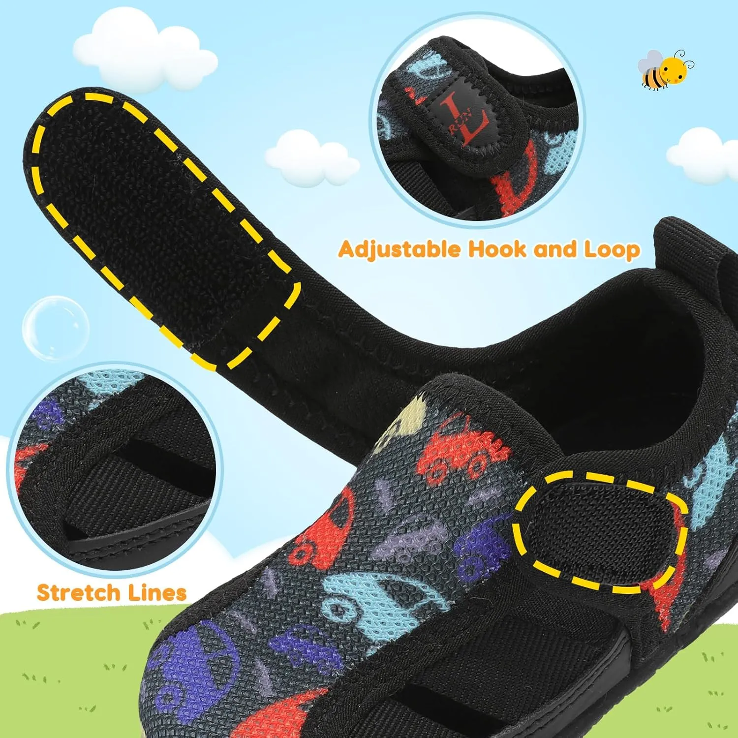 L-RUN Toddler Shoes Barefoot Kids Sneakers Wide Minimalist Boys Girls Summer Footwear for Indoor Outdoor Walking Running
