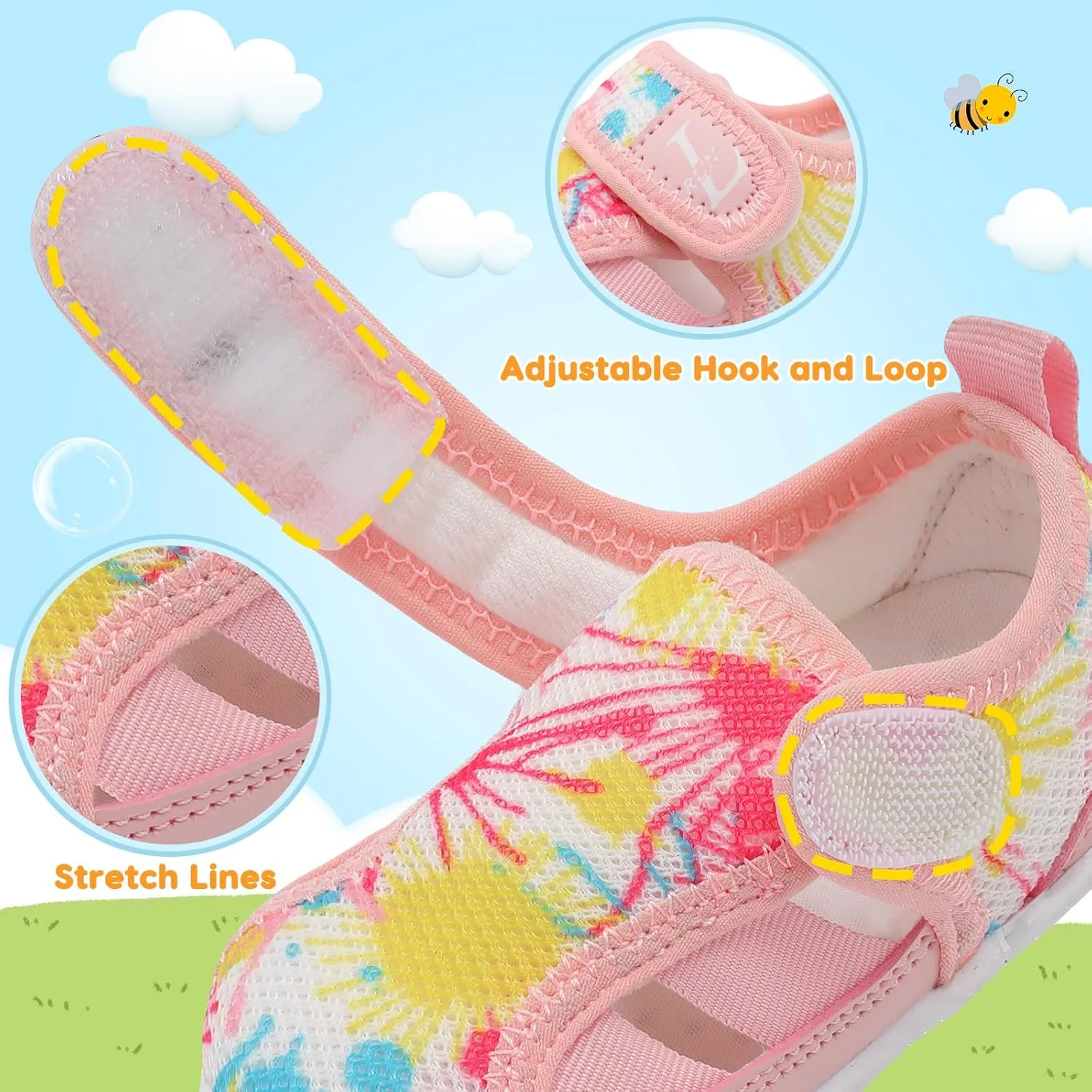 L-RUN Toddler Shoes Barefoot Kids Sneakers Wide Minimalist Boys Girls Summer Footwear for Indoor Outdoor Walking Running