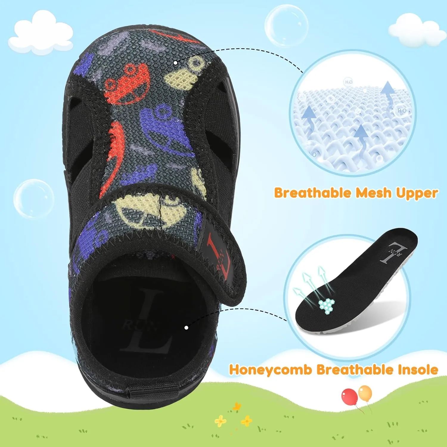 L-RUN Toddler Shoes Barefoot Kids Sneakers Wide Minimalist Boys Girls Summer Footwear for Indoor Outdoor Walking Running