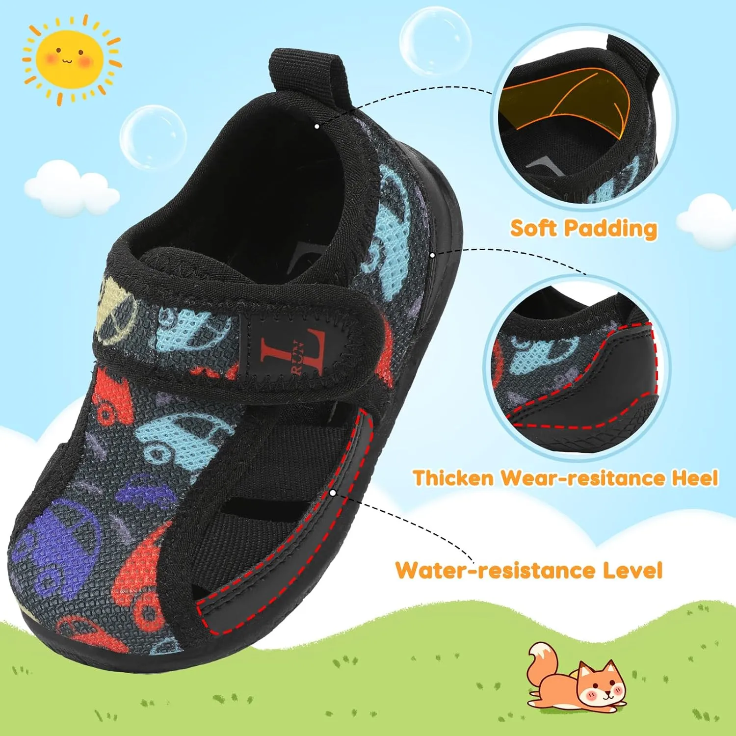 L-RUN Toddler Shoes Barefoot Kids Sneakers Wide Minimalist Boys Girls Summer Footwear for Indoor Outdoor Walking Running