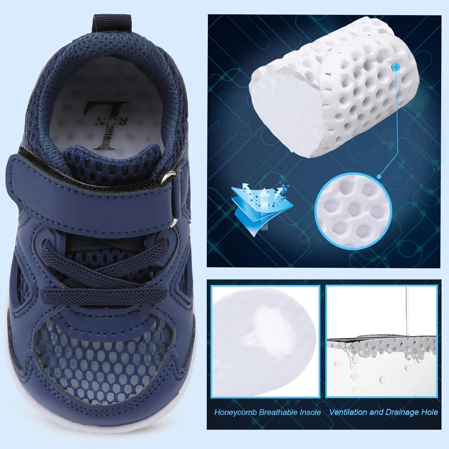L-RUN Toddler Sneakers Boys Girls Barefoot Summer Walking Shoes Toddler Boy Tennis Shoes Mesh Lightweight