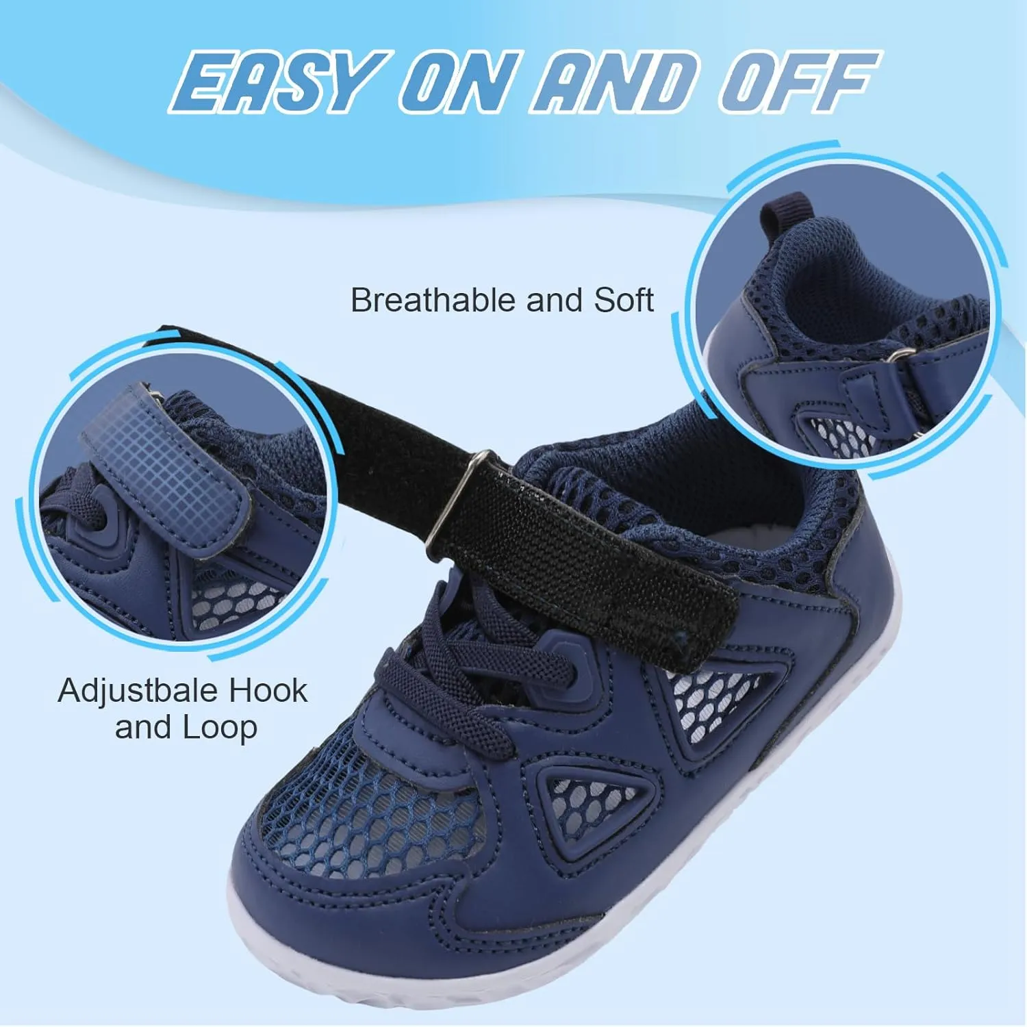 L-RUN Toddler Sneakers Boys Girls Barefoot Summer Walking Shoes Toddler Boy Tennis Shoes Mesh Lightweight