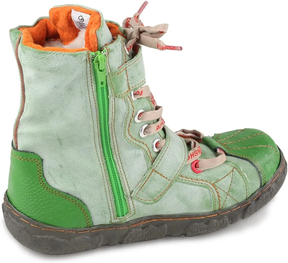Lace-Up PU Leather Boots Flat Women's Snow Boots with Fur Lining