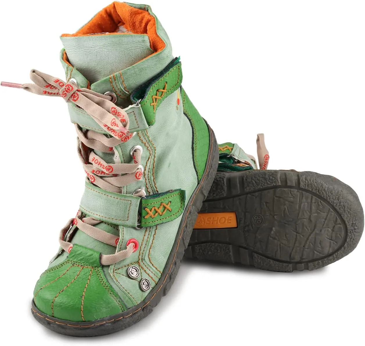 Lace-Up PU Leather Boots Flat Women's Snow Boots with Fur Lining