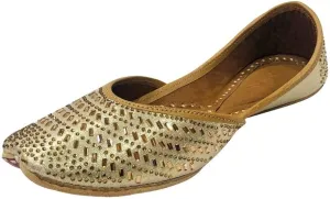 Ladies Golden Punjabi Jutti Ethnic Mojari Handmade Rajasthani Jooti