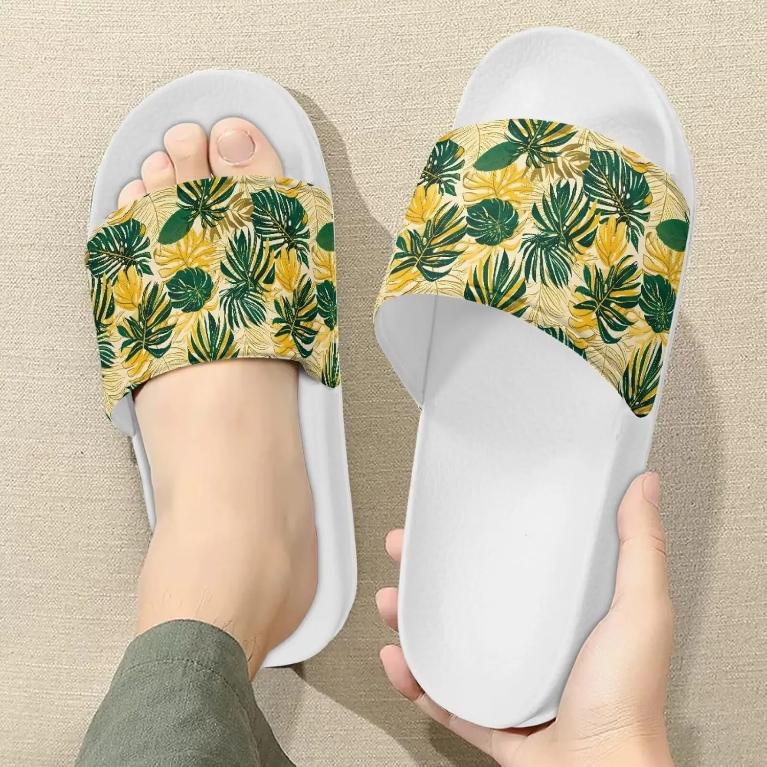 Ladies Open Toe Sport Sandals Non-Slip Cozy Shower Shoes Comfortable Peep Toe Slide Sandals Single Band Plain Ultimate Comfort Slippers for Summer