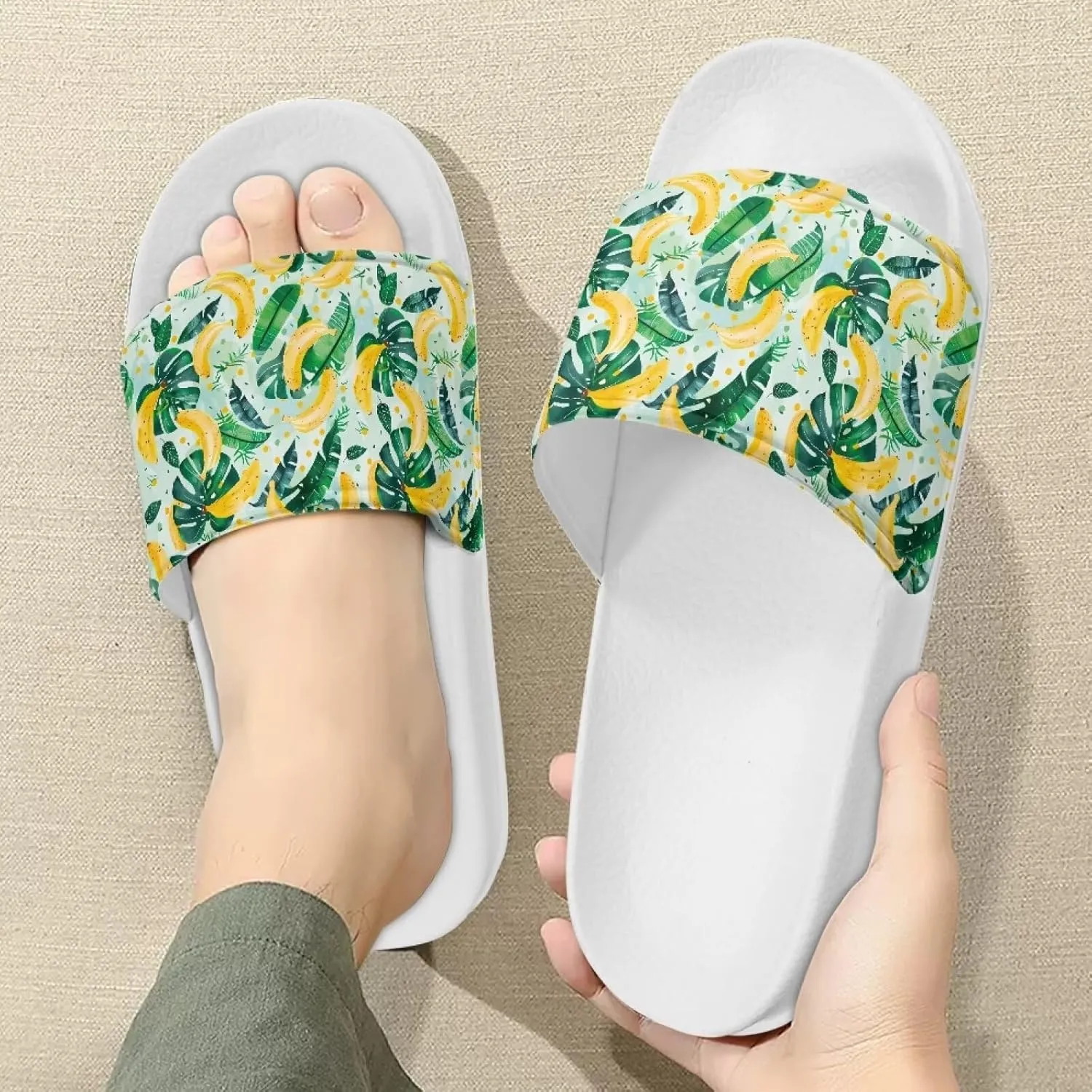 Ladies Open Toe Sport Sandals Non-Slip Cozy Shower Shoes Comfortable Peep Toe Slide Sandals Single Band Plain Ultimate Comfort Slippers for Summer