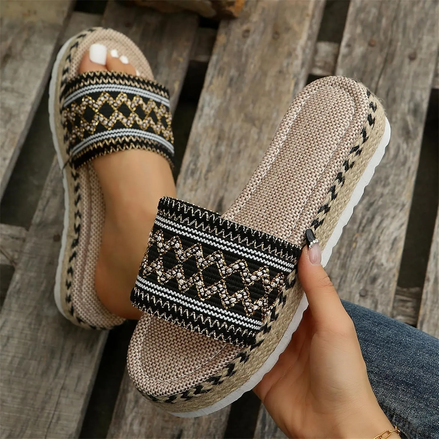 Ladmiple Sandals for Women Dressy Summer,Women's 2023 Casual Cute Bow Knot Beach Flip Flops Comfy Platform Shoes Sandals