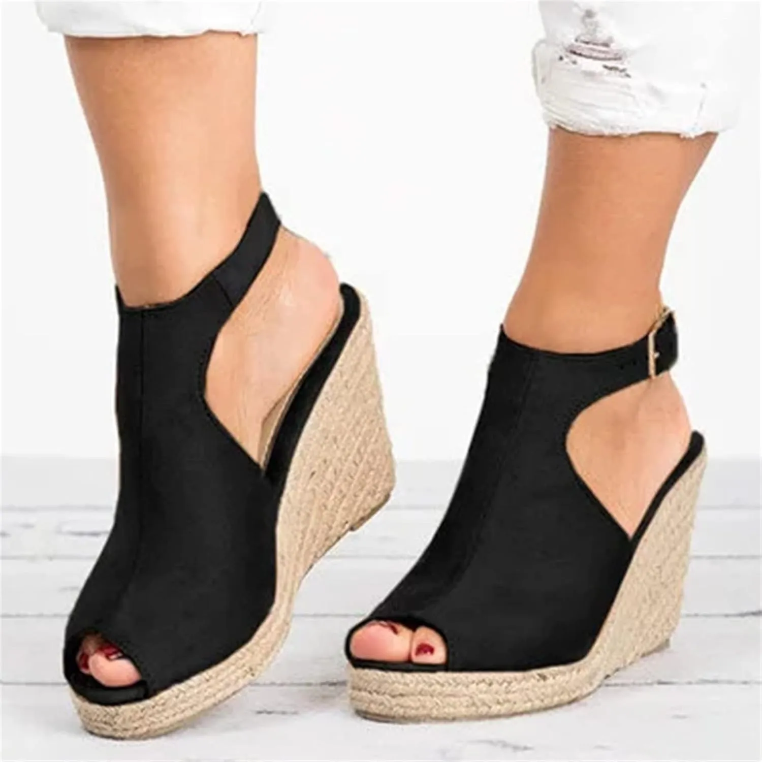 Ladmiple Summer Sandals for Women 2023 Platform Ankle Strap Wedge Sandals Open Toe Comfy Slip On Strappy Wedges Sandal