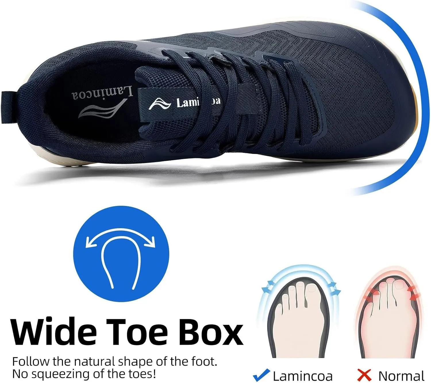 Lamincoa Wide Men's Sneakers Walking Tennis Shoes Trail Running Shoe Outdoor Hiking Sneaker