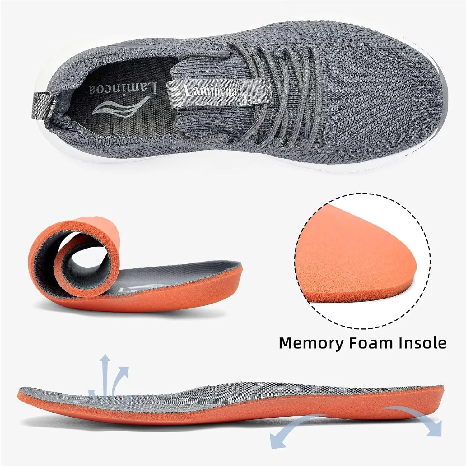 Lamincoa Women's Running Shoes Slip on Walking Sneaker Lightweight Tennis Shoes Casual Athletic Sneakers for Outdoor Gym Workout