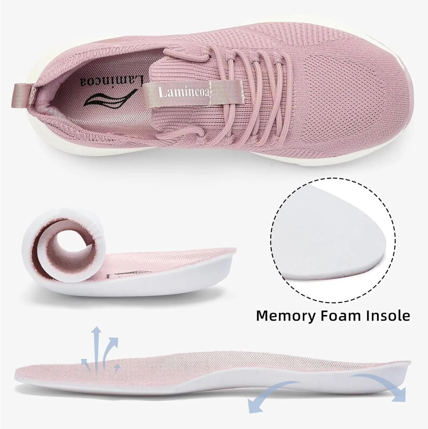 Lamincoa Women's Running Shoes Slip on Walking Sneaker Lightweight Tennis Shoes Casual Athletic Sneakers for Outdoor Gym Workout