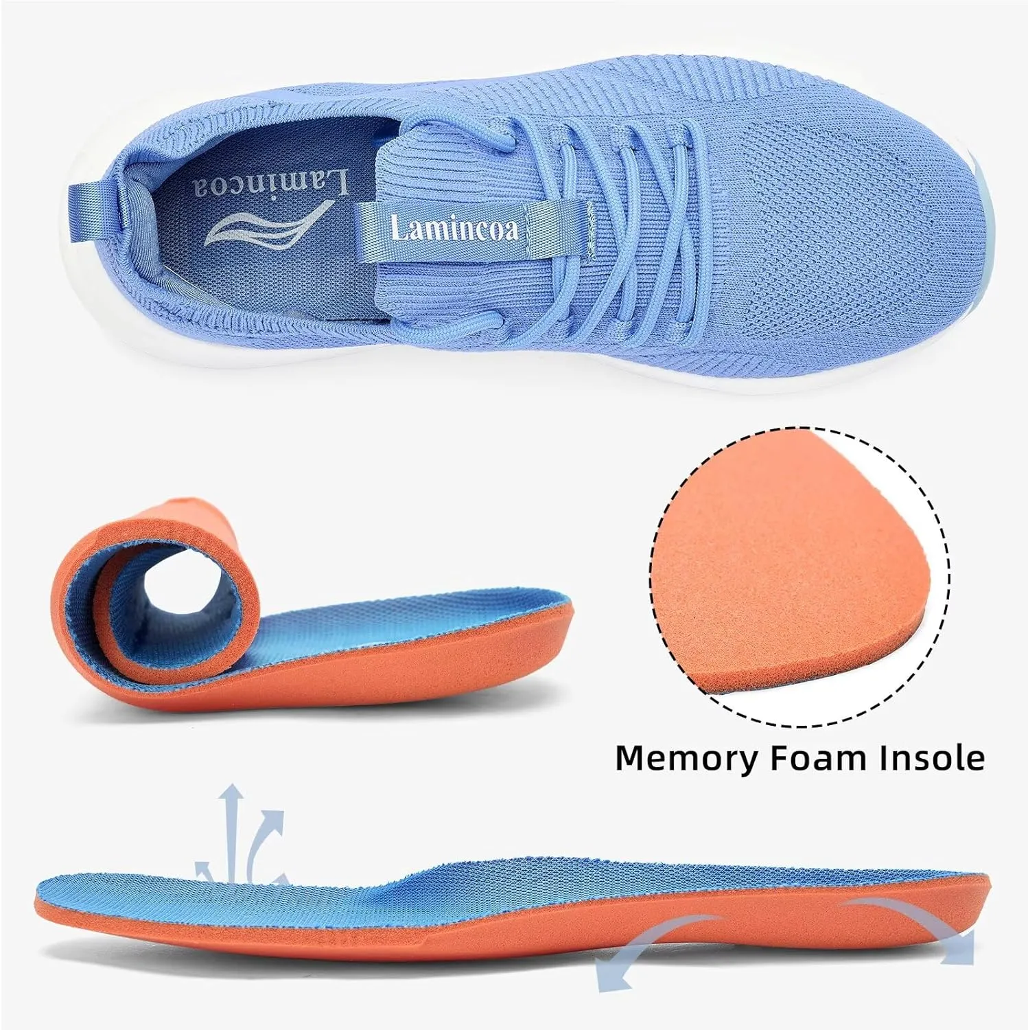 Lamincoa Women's Running Shoes Slip on Walking Sneaker Lightweight Tennis Shoes Casual Athletic Sneakers for Outdoor Gym Workout