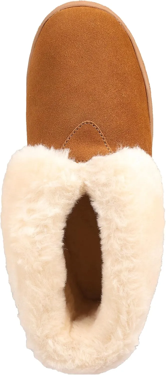 Lamo Women's Mabel Bootie Slippers For Women - Premium Suede Upper, Luxurious Faux Fur Lining, Ortholite Foam Footbed with Australian Sheepskin, NEW Upgraded Women's Bootie
