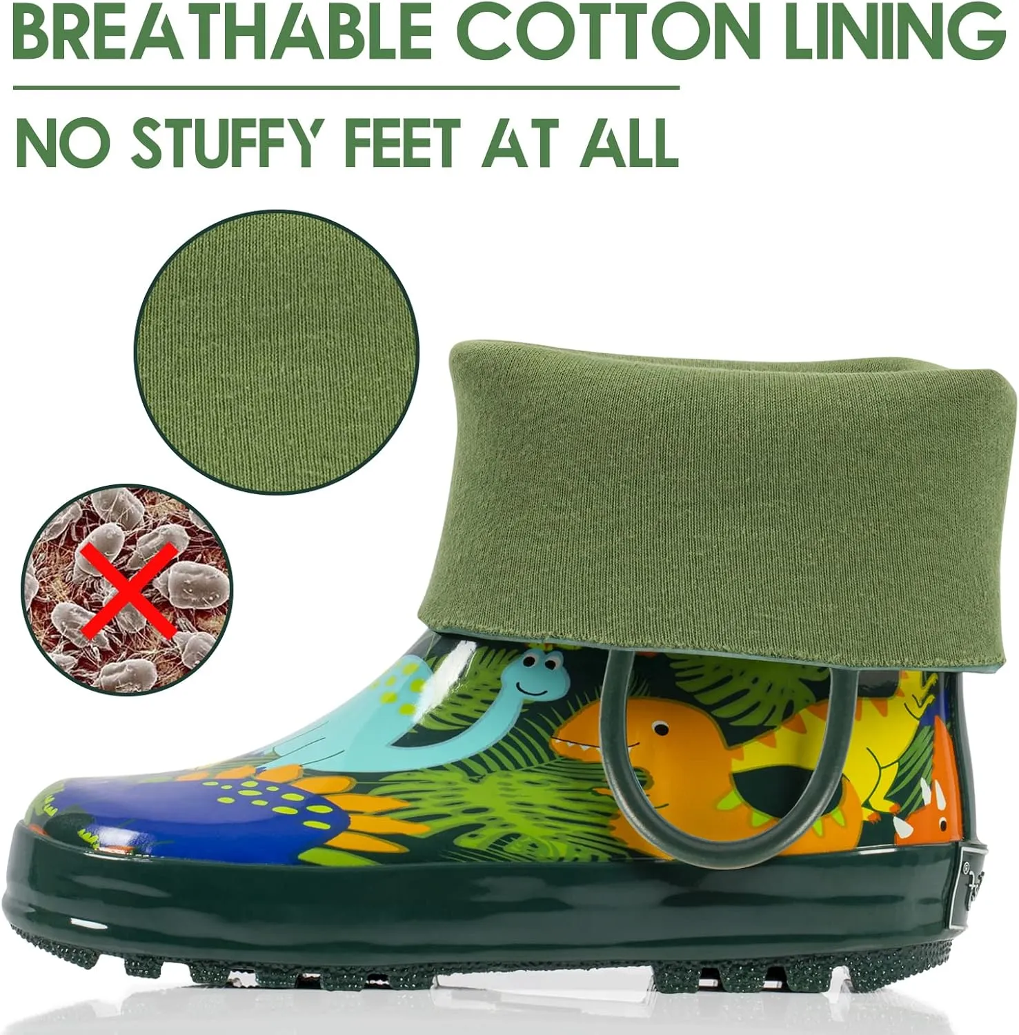 landchief Toddler Rain Boots, Kids Rain Boots Waterproof Rubber Boots for Girls and Boys with Fun Patterns and Easy-On Handles