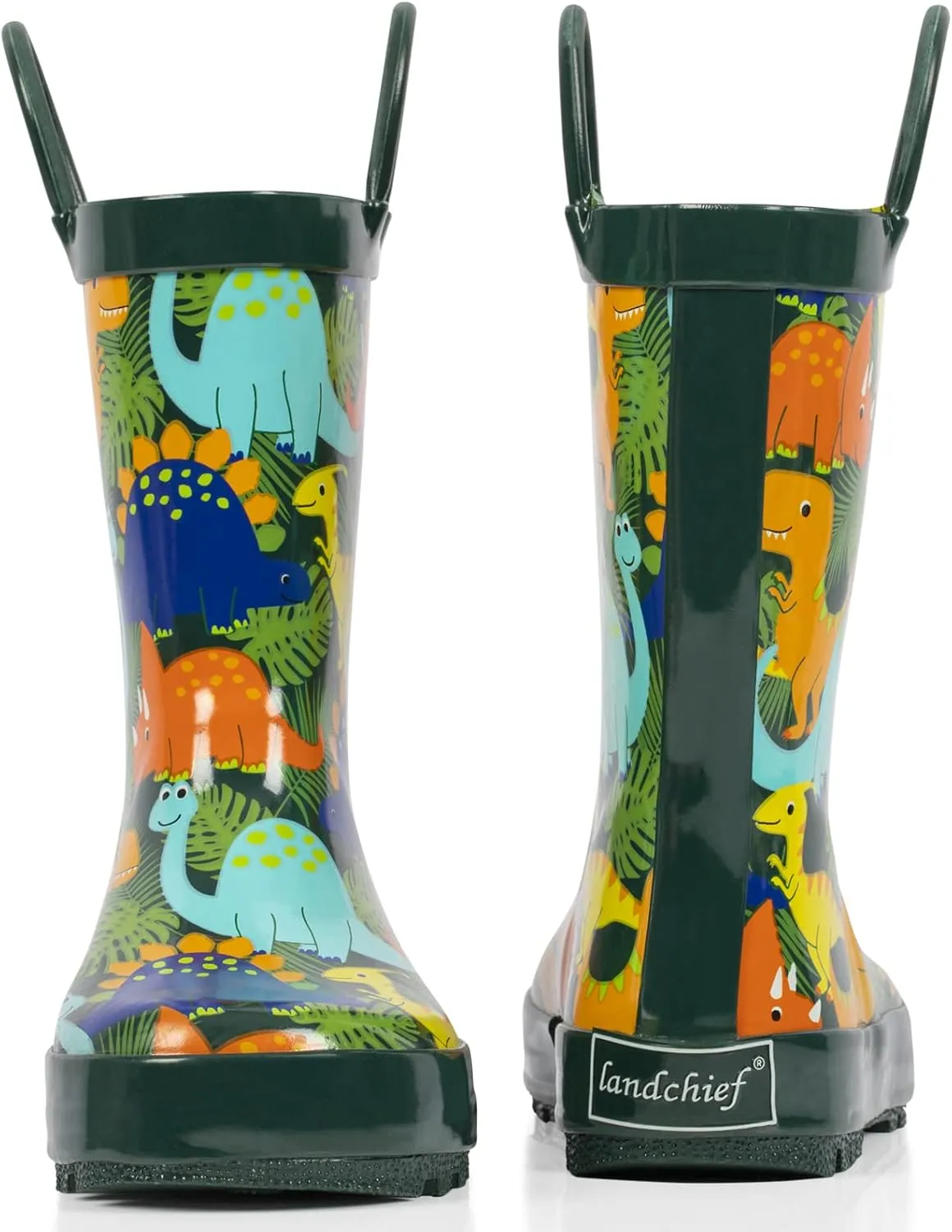 landchief Toddler Rain Boots, Kids Rain Boots Waterproof Rubber Boots for Girls and Boys with Fun Patterns and Easy-On Handles