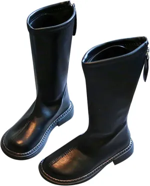 Leather Soft Boots For Girls Kids Childrens Side Zipper Dress Dance Shoes Outdoor Long Non Slip Warm 𝐖aterproof Shoes