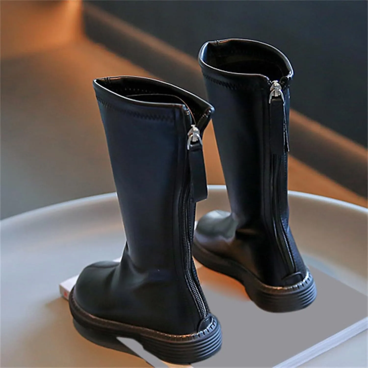 Leather Soft Boots For Girls Kids Childrens Side Zipper Dress Dance Shoes Outdoor Long Non Slip Warm 𝐖aterproof Shoes
