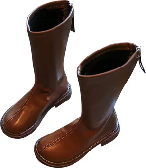 Leather Soft Boots For Girls Kids Childrens Side Zipper Dress Dance Shoes Outdoor Long Non Slip Warm 𝐖aterproof Shoes