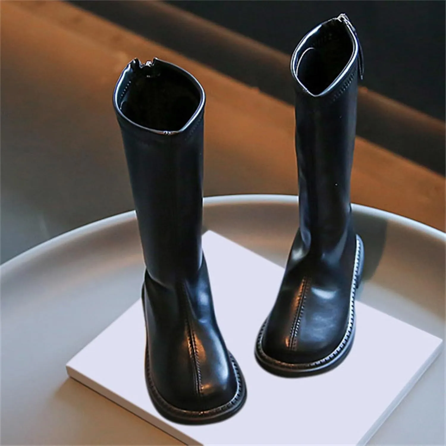 Leather Soft Boots For Girls Kids Childrens Side Zipper Dress Dance Shoes Outdoor Long Non Slip Warm 𝐖aterproof Shoes