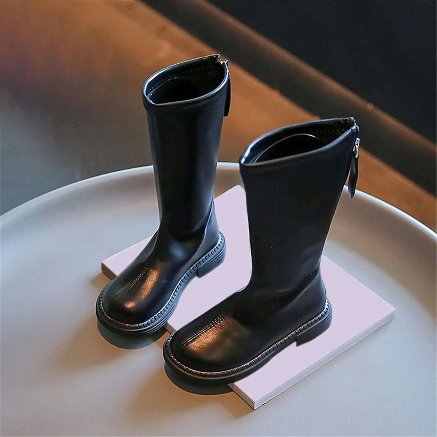 Leather Soft Boots For Girls Kids Childrens Side Zipper Dress Dance Shoes Outdoor Long Non Slip Warm 𝐖aterproof Shoes
