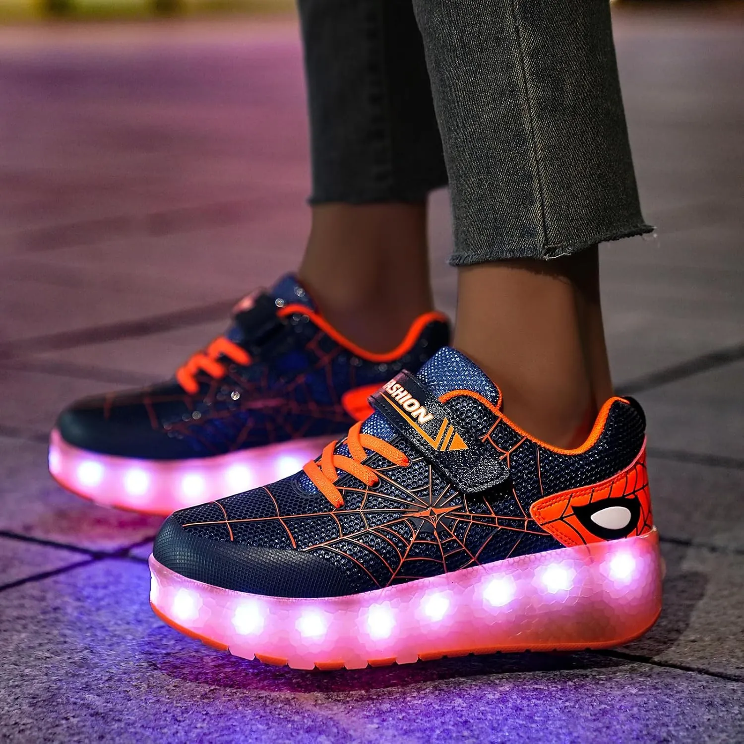 LED Light-Up Kids Roller Sneakers - Boys & Girls Adjustable Roller Shoes for Sports, Birthday, Christmas & Performance Gifts