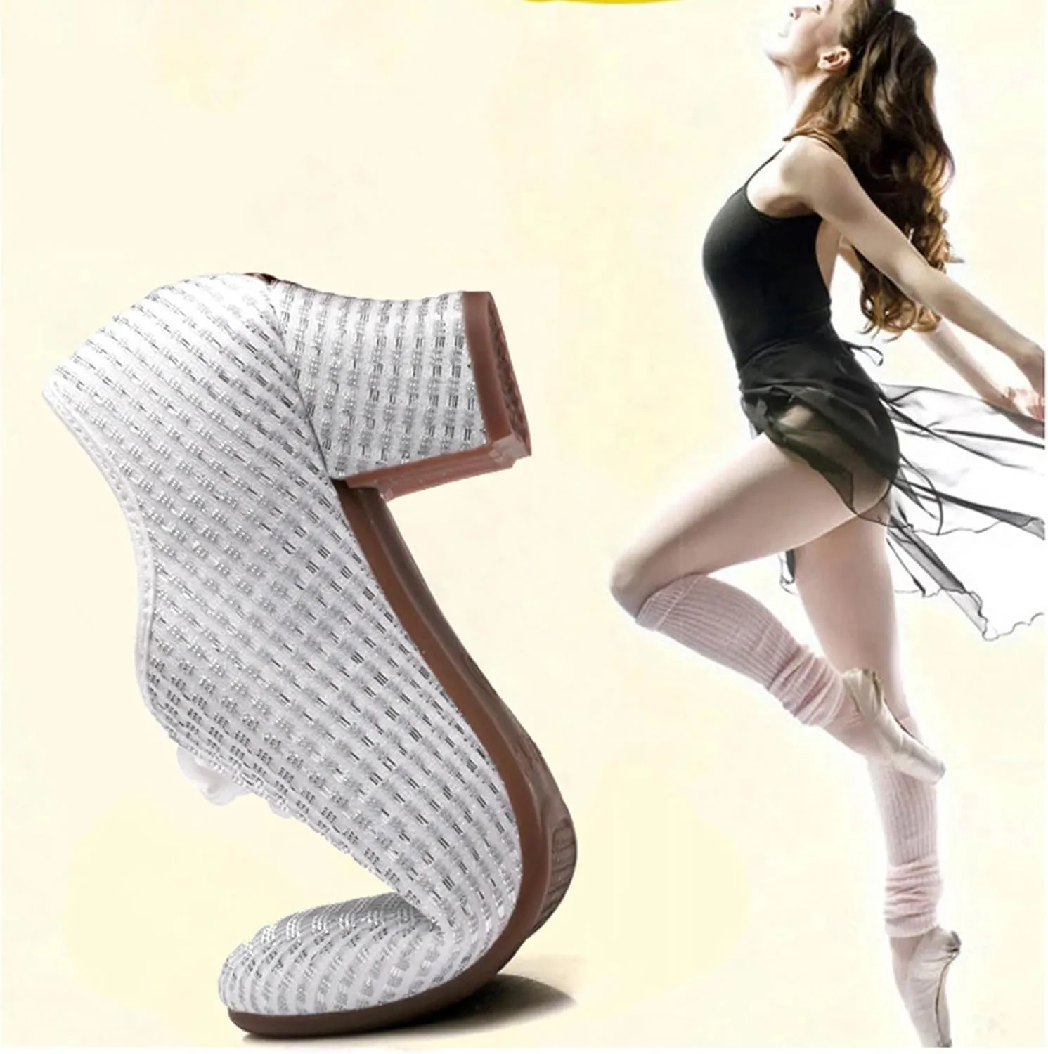 Leisure Women's Mesh Soft Sole Solid Color Non Slip Square Heels Lace Up Round Toe Breathable Dancing Lady Casual Top