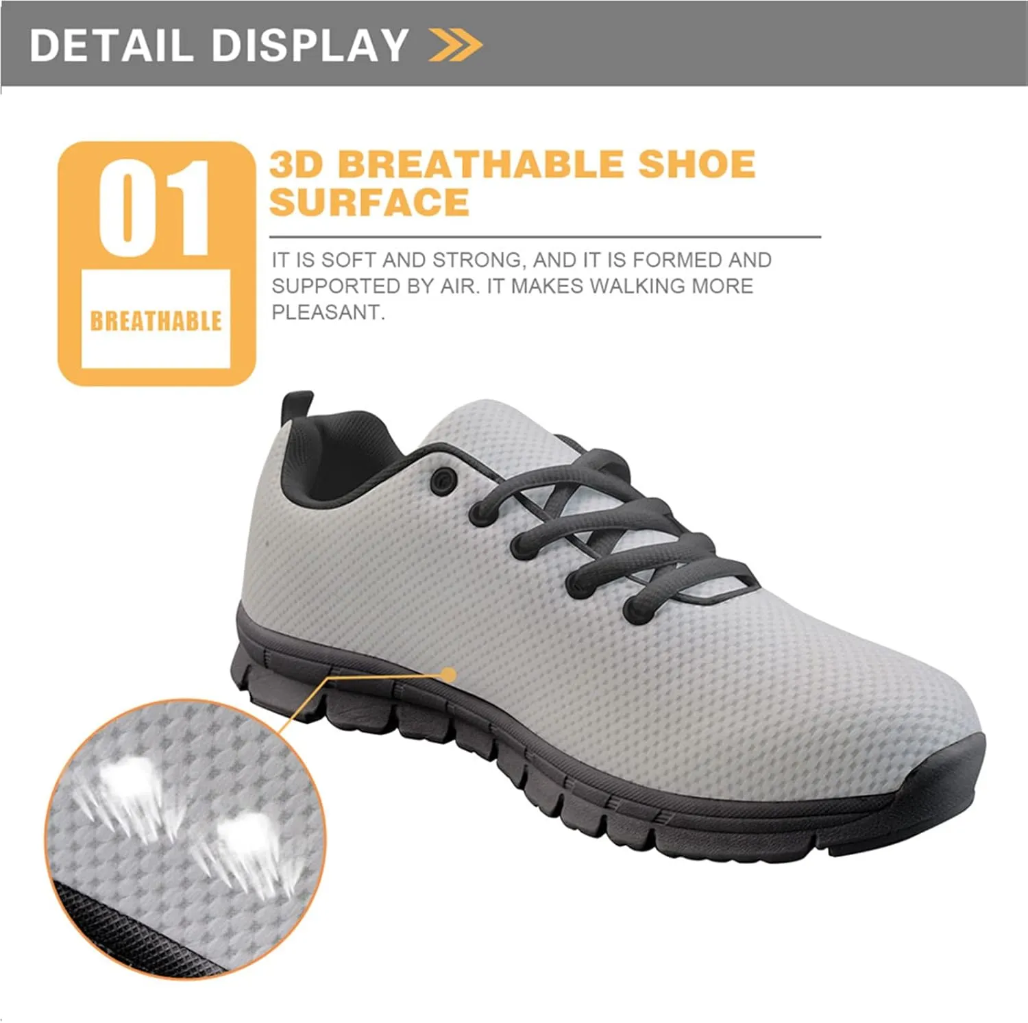 Lightweight Women's Walking Shoes, Soft Athletic Tennis Shoes, Lace Up Running Sneakers for Girls