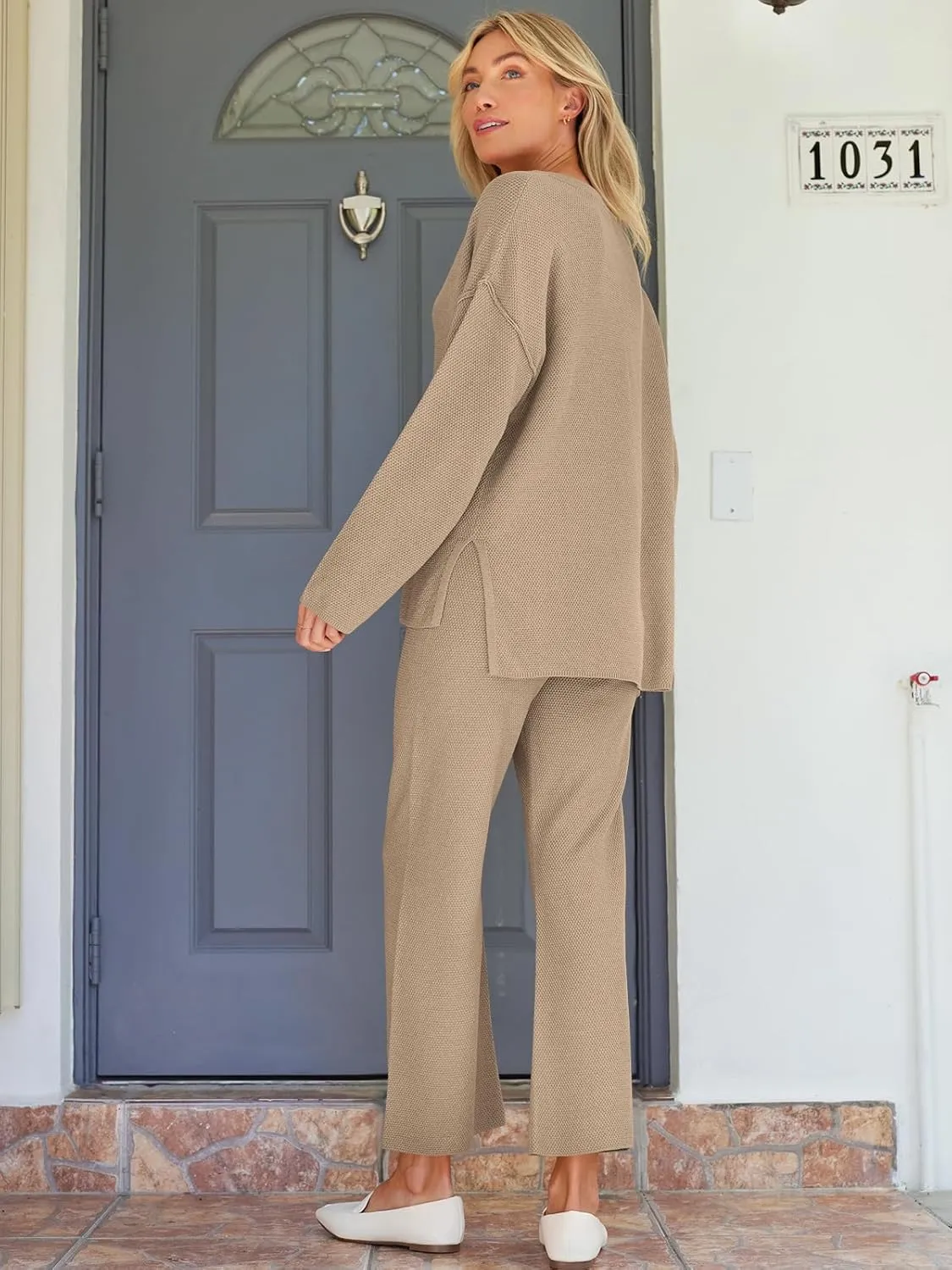 LILLUSORY Women's 2 Piece Lounge Sets Oversized Slouchy Matching Cozy Knit Sets