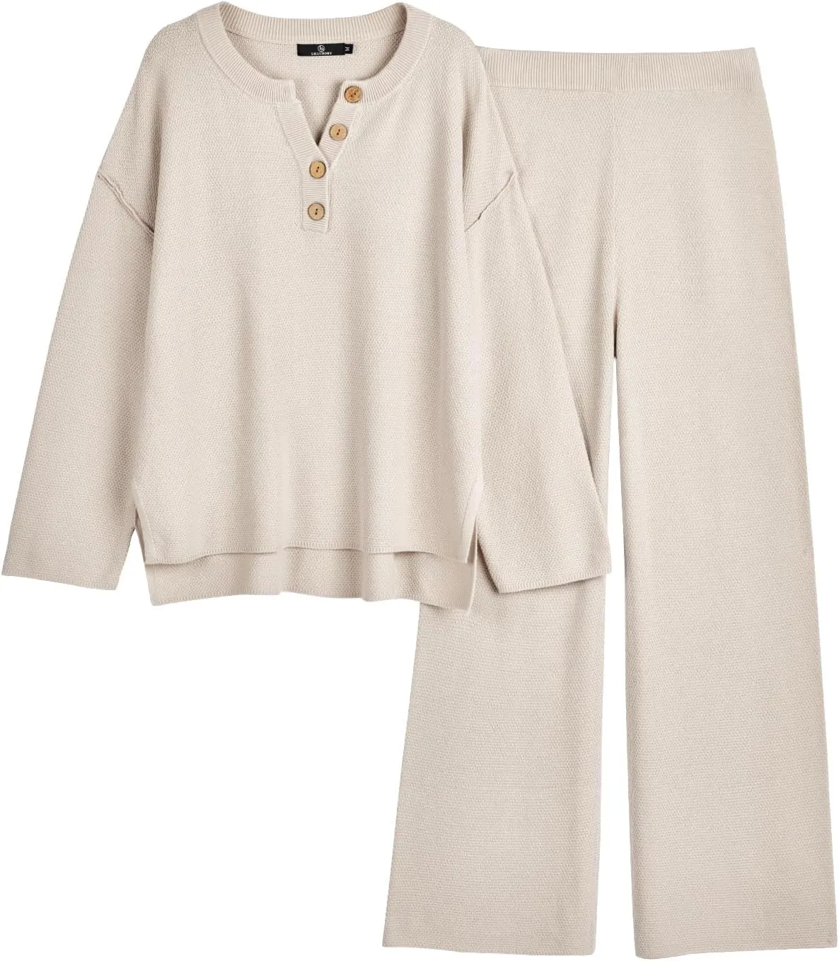 LILLUSORY Women's 2 Piece Lounge Sets Oversized Slouchy Matching Cozy Knit Sets